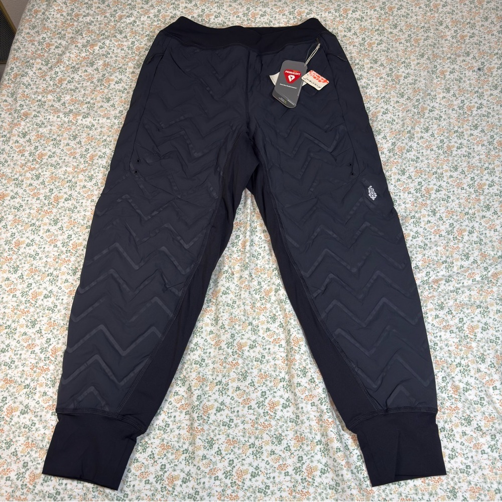 Free People Movement Gettin Lost Packable Pants Black Chevron Quilted Medium NWT